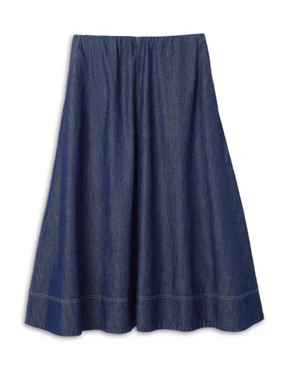Eileen Fisher Organic Cotton Denim Maxi Full Skirt in Deep Blue Medium - Picture 5 of 11